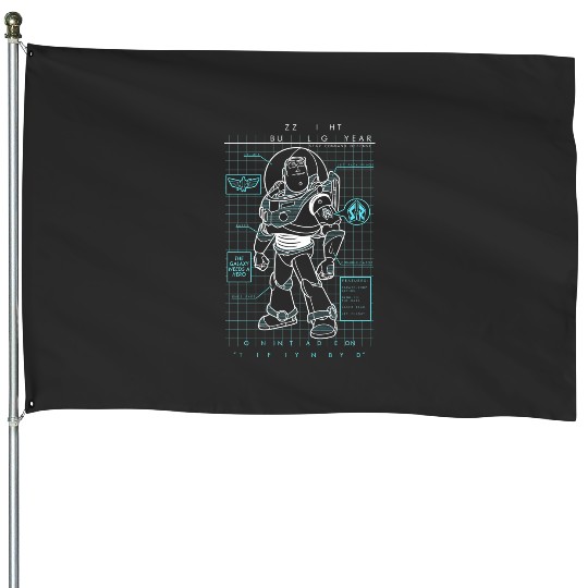 Disneys Pixars toy story 4 buzz lightyear schematics portrait premium House Flags