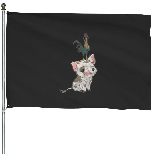 womens Disneys moana pua and hei hei simple portrait House Flags