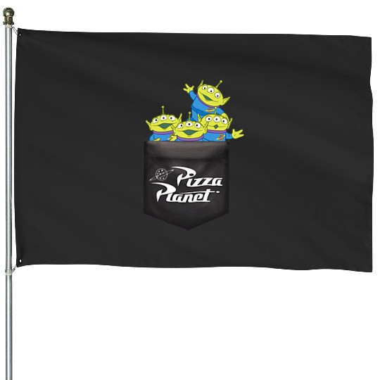 Disney Pixar Toy Story Pizza Planet Alien Left Chest House Flags