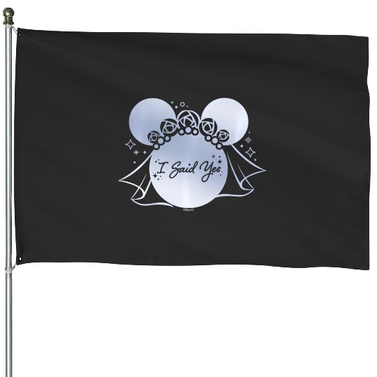 Disney I Said Yes Proposal Engagement Bridal Veil Minnie House Flags