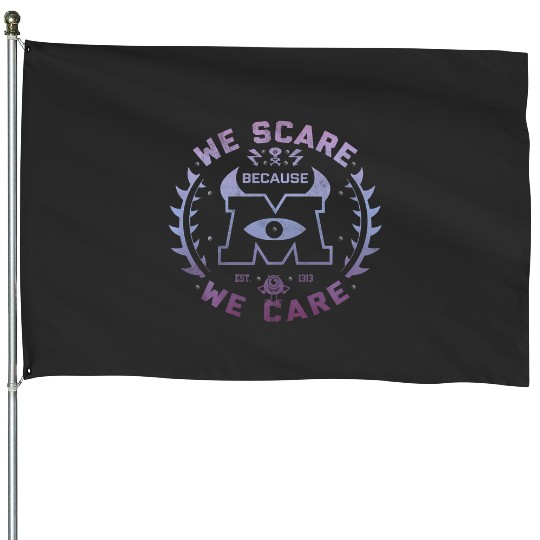 Disney Pixar Monsters Inc. We Scare Because We Care Logo House Flags
