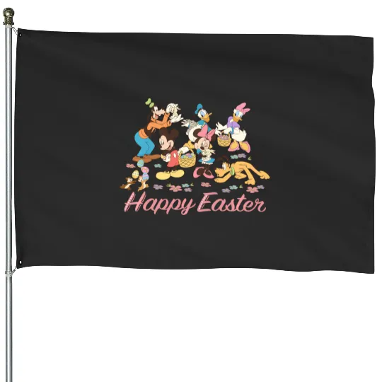 Disney Mickey Mouse And Friends Cute Bunnies Easter House Flags