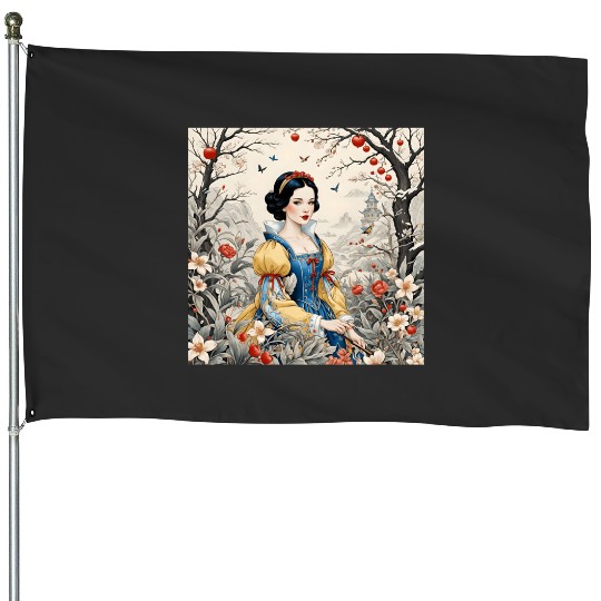 Snow White - Elegant Fairytale Princess in Enchanted Floral Landscape Art  : Disney princess tattoo Shirt,  Princess tattoo vintage t shirt, Disney princess tattoo Gift Fan S-5XL House Flags