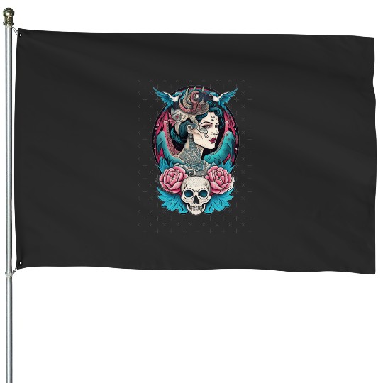 Traditional Beautiful Colorful 1920s Flapper with Blue Birds: Disney princess tattoo Shirt,  Princess tattoo vintage t shirt, Disney princess tattoo Gift Fan S-5XL House Flags