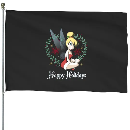 Disney Peter Pan Tinkerbell Happy Holidays Graphic House Flags