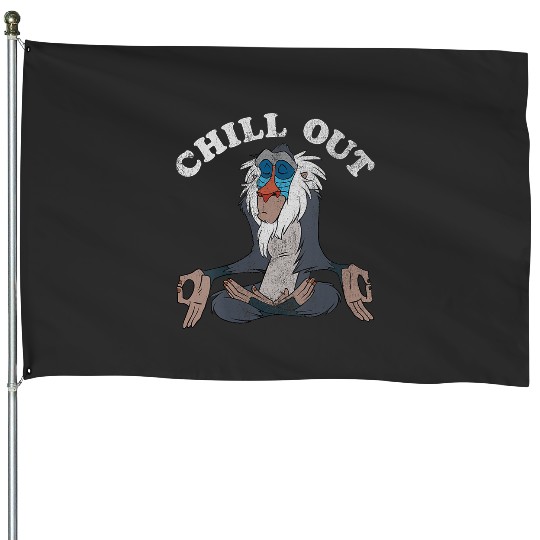 Disney Lion King Rafiki Chill Out Meditation Graphic V-Neck House Flags