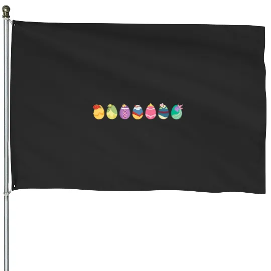 Disney Princess Easter Spring Seven Decorated Easter Eggs House Flags