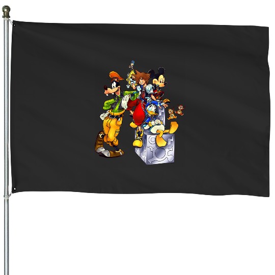 Disney Kingdom Hearts Goofy Mickey amp; Donald Sora Block Shot House Flags