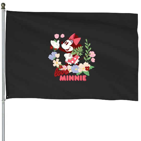 Disney Love Minnie Mouse Botanical Garden Flowers Spring House Flags