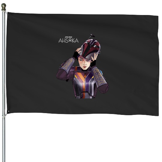 Star Wars Ahsoka Sabine Wren with Mandalorian Helmet Disney House Flags