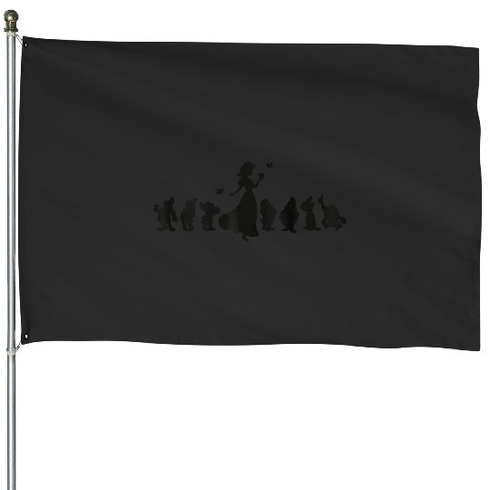Disneys snow white and seven dwarfs silhouettes House Flags