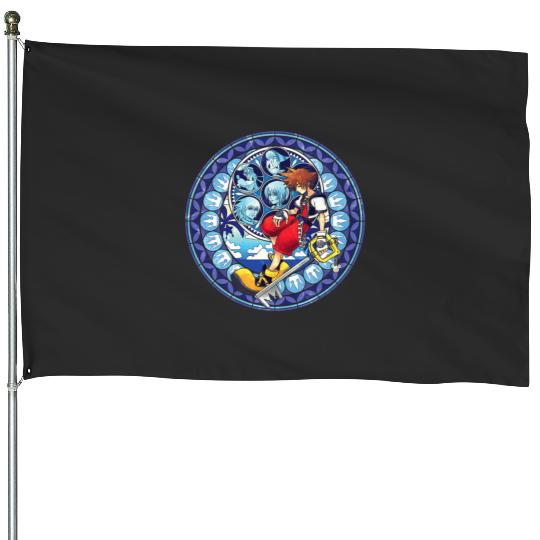 Disney Kingdom Hearts Sora Stained Glass House Flags