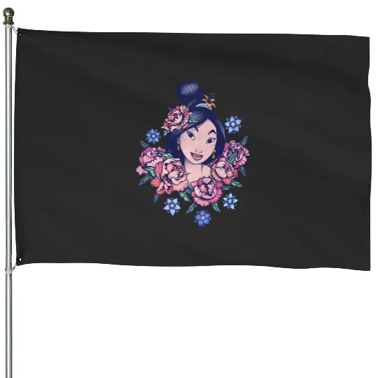 Disney Mulan Floral Portrait Vintage House Flags