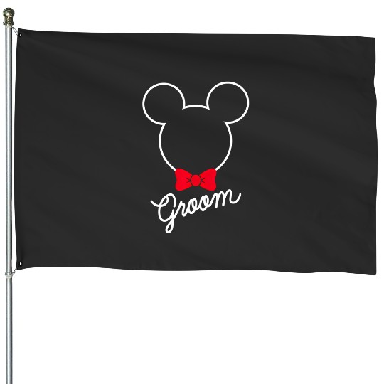 Disney Mickey Mouse Bowtie Groom Wedding House Flags