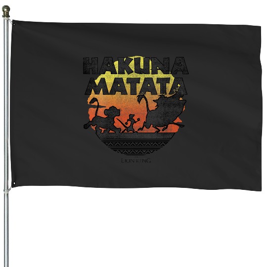 Womens Disney The Lion King Hakuna Matata Sunset Silhouette Poster V-Neck House Flags