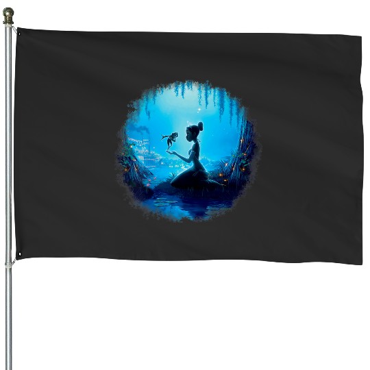 Womens Disney The Princess And The Frog Tiana And Naveen Portraitt V-Neck House Flags