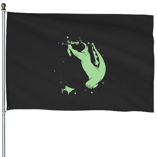 Womens Disney The Princess And The Frog Louis Playing Trumpet V-Neck House Flags