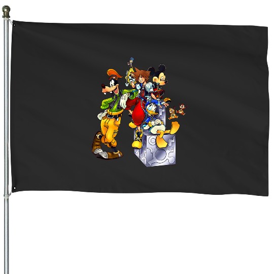 Disney Kingdom Hearts Goofy Mickey & Donald Sora Block Shot House Flags