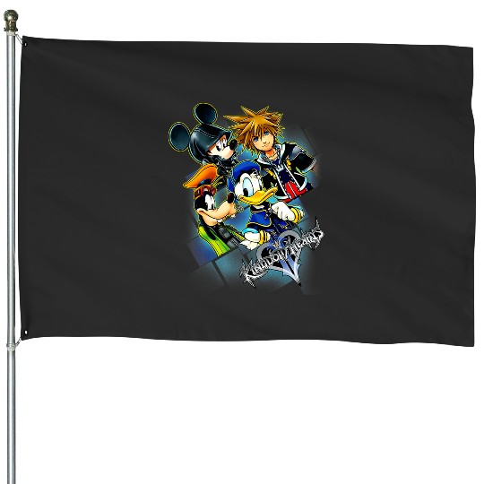 Disney Kingdom Hearts Donald Mickey Goofy Sora Group Grid Premium House Flags