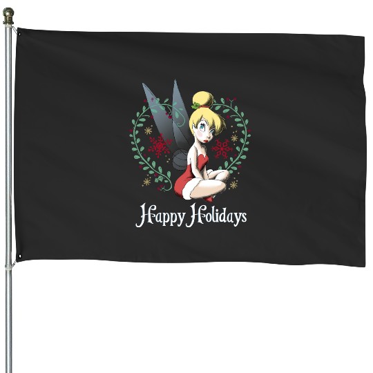 Disney Peter Pan Tinkerbell Happy Holidays Graphic House Flags