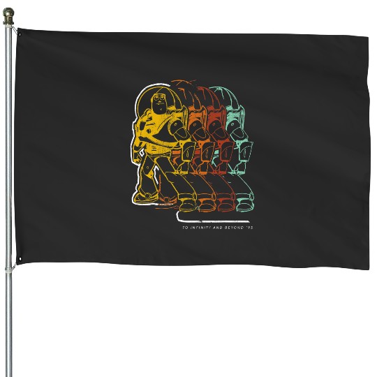 Disneys Pixars buzz lightyear colorful outline over lap House Flags