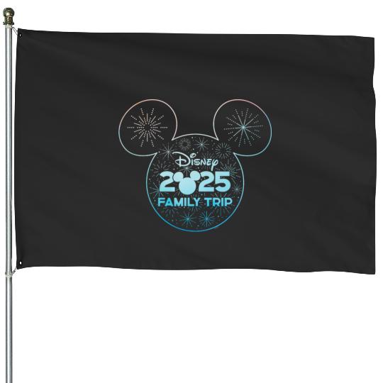 Disney Mickey Mouse Icon Fireworks Vacation Family Trip 2025 House Flags