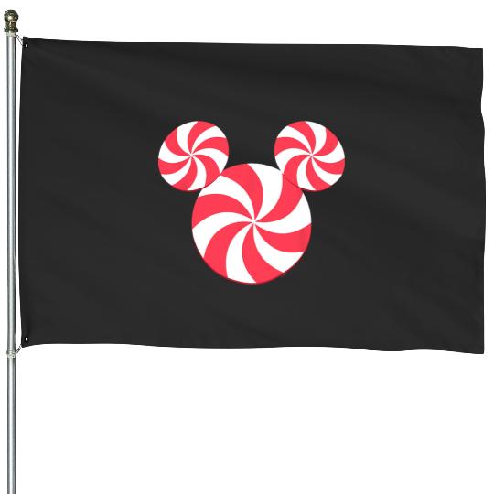 Disney NEW Mickey Icon Christmas Peppermint Candy Holiday House Flags