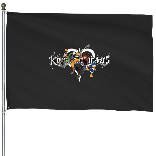 Disney Kingdom Hearts Sora Goofy Donald Attack Hero Pose Long Sleeve House Flags