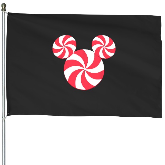 Disney NEW Mickey Icon Christmas Peppermint Candy Holiday House Flags