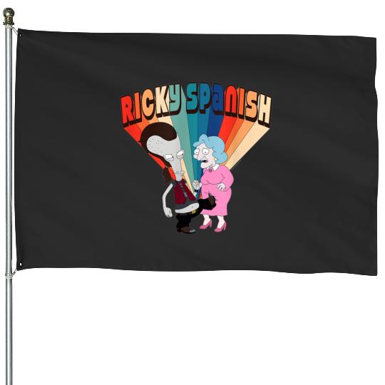 American Dad Ricky Spanish Kicking Old Lady  : Bobs Burgers Family Shirt, Bobs Burgers Vintage House Flags