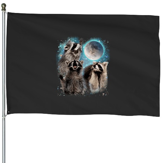 3 Racoon Moon Howling Raccoon Head Funny  : Bobs Burgers Family Shirt, Bobs Burgers Vintage House Flags
