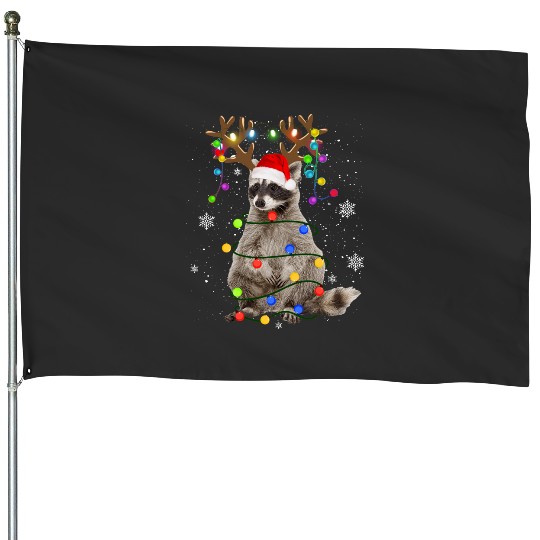 Raccoon Christmas Reindeer Lights Cute Raccoon Lover Xmas  : Bobs Burgers Family Shirt, Bobs Burgers Vintage House Flags