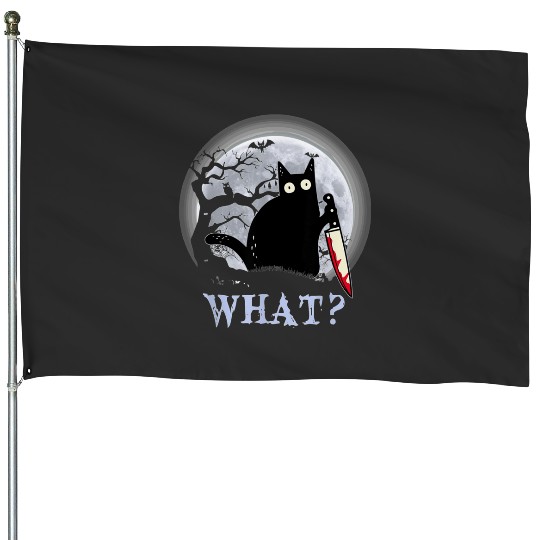Cat What_ Murderous Black Cat With Knife Halloween  : Bobs Burgers Family Shirt, Bobs Burgers Vintage House Flags
