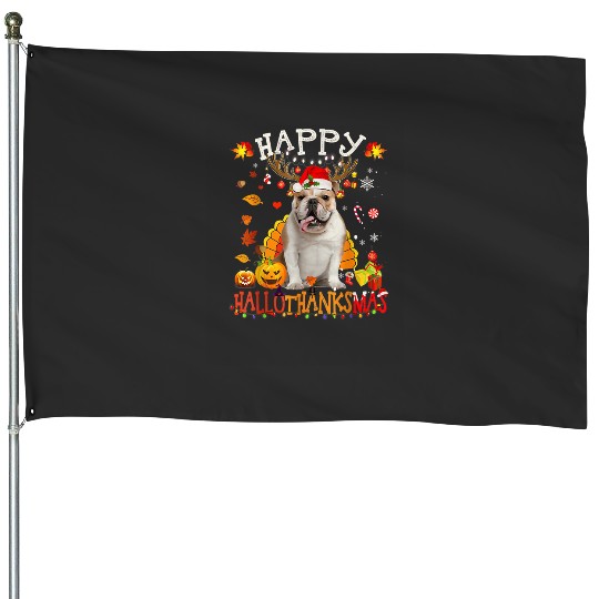 Bulldog Dog Happy Hallothanksmas Halloween Thanksgiving Xmas   2: Bobs Burgers Family Shirt, Bobs Burgers Vintage House Flags