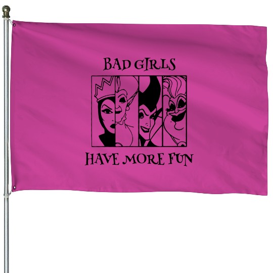 Bad Girls Have More Fun - Disney Villian Graphic House Flags, Ursula Maleficent Evil Queen, Disney House Flags, Halloween Tees, Disney Tees.