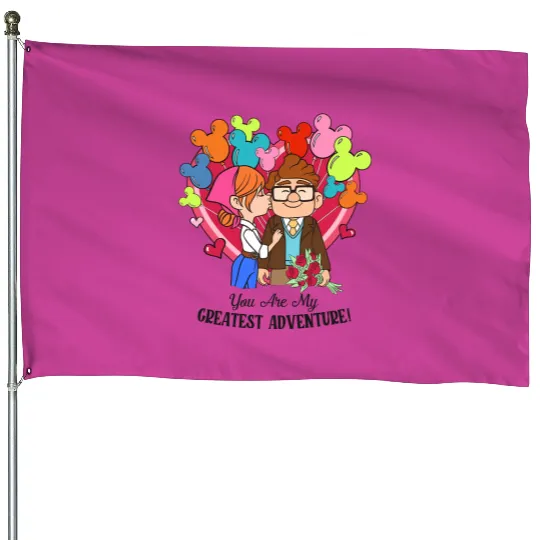 Retro Carl and Ellie Disney Balloon House Flags, You're My Greatest Adventure, Disney Up Valentine's Day House Flags