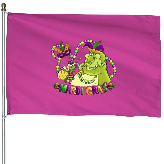 Disney Princess And The Frog House Flags | Louis And Ray Mardi Gras House Flags