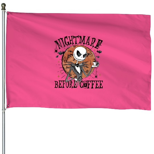 Jack Skellington Nightmare Before Coffee House Flags, Disney Halloween House Flags