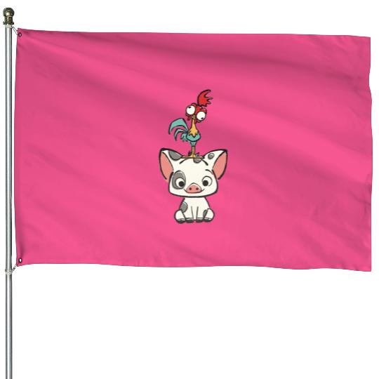 Colors Disney Moana House Flags, Hei Hei and Pua House Flags