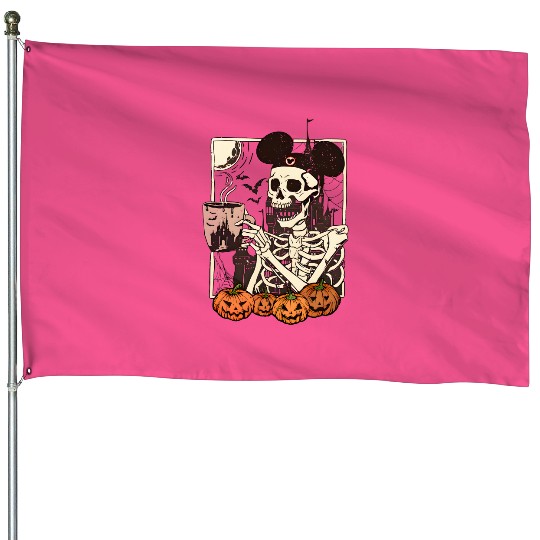 Vintage Disney Skeleton  Color House Flags, Mickey Skeleton Coffee House Flags