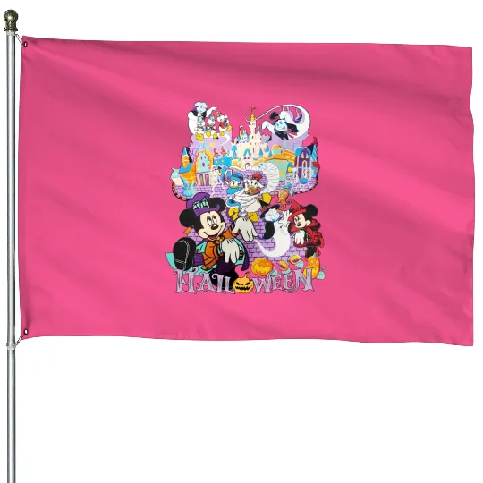 Vintage Disney Halloween House Flags, Disney Halloween House Flags, Mickey and Friends Halloween House Flags, Disney Spooky House Flags, Disney Family House Flags