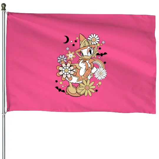 Daisy Duck Floral Halloween House Flags, Vintage Disney Halloween House Flags