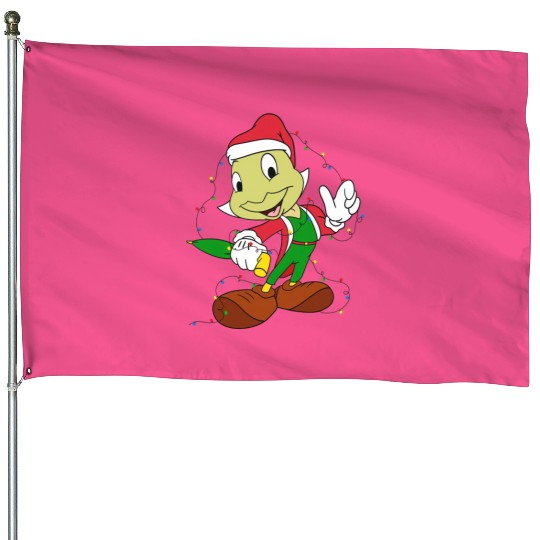 Disney Jiminy Cricket Pinocchio Santa Christmas Lights House Flags