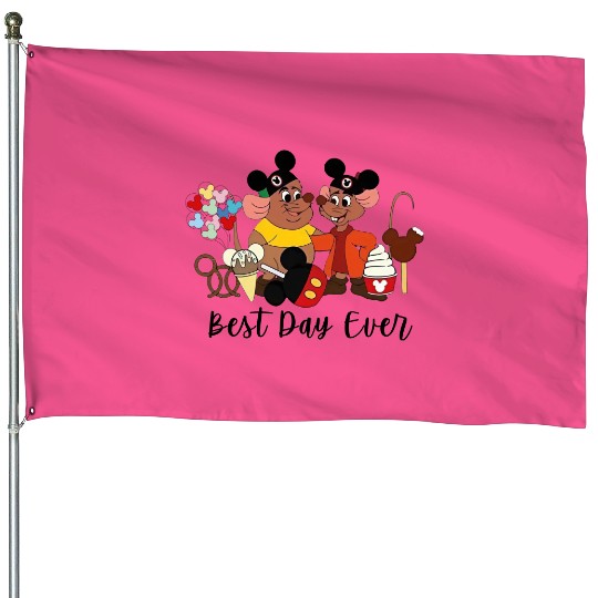 Best Day Ever Jaq and Gus Gus House Flags, Disney Trip House Flags, Disneyland Cinde House Flags, Disney Mice House Flags
