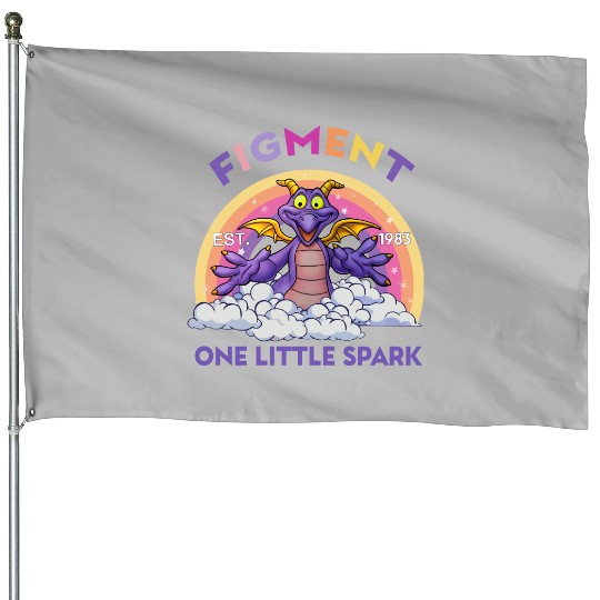 Cute Figment One Little Spark Disney Epcot Snack Drinking House Flags