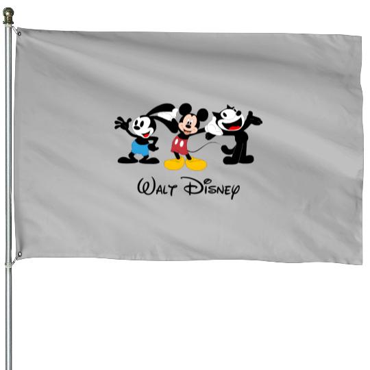 Julius the Cat Oswald the Lucky Rabbit Mickey Mouse House Flags, Disney Trip House Flags