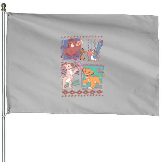 Retro 90s Disney Lion King Simba And Timon  House Flags, Vintage Lion King House Flags