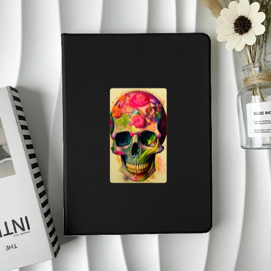 digital image of a skull with a flower tattoo IPad Cases