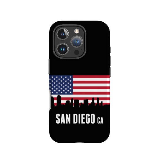 American Flag San Diego Skyline IPhone Cases