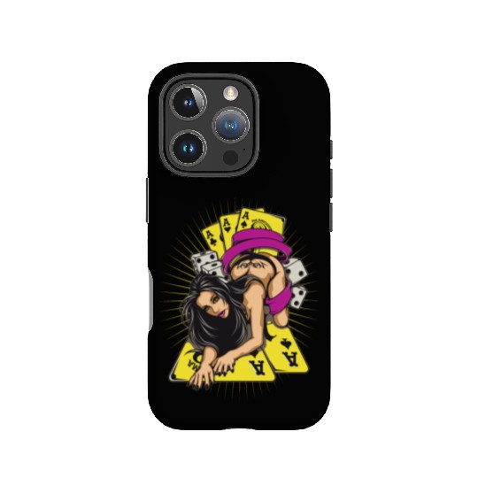 Sexy-girl-cards-aces-poker-game-cartoon IPhone Cases